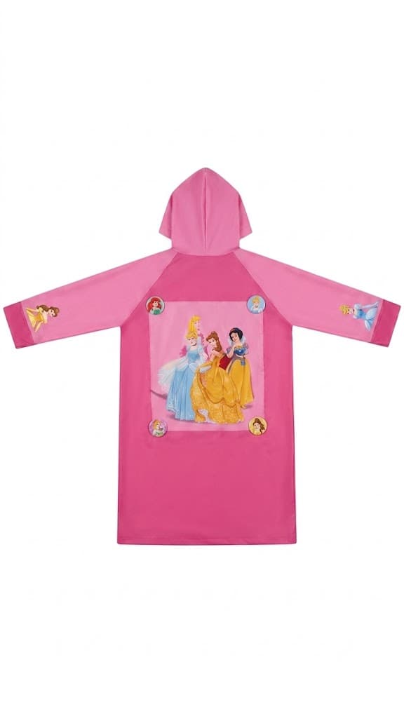 No Brand Kids Pink Hooded Raincoat with Princess Print – Waterproof Rain Wear for Girls daily essentials & lifestyle — thumbnail 2 of 2