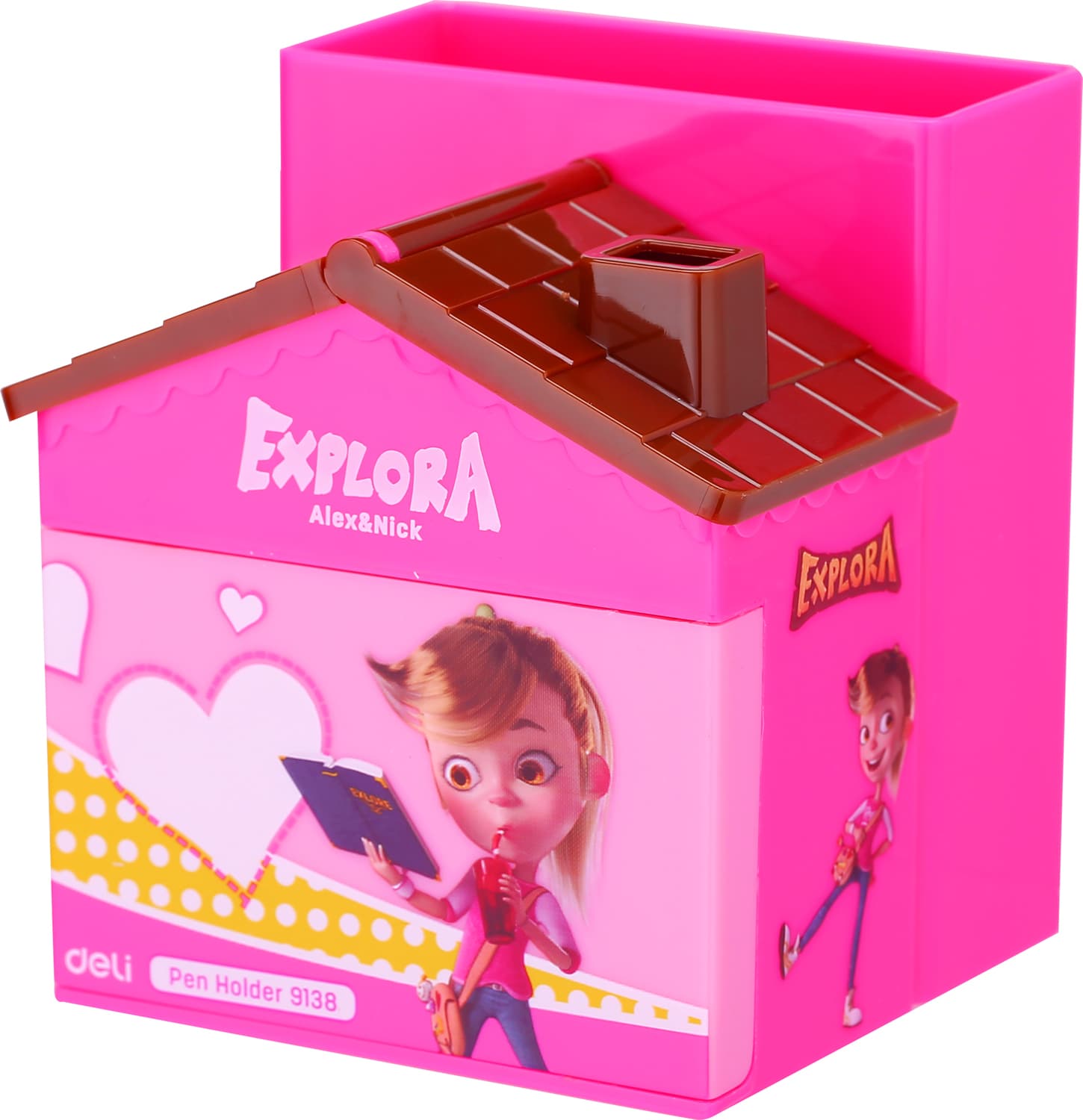 Deli Deli E9138 Pen Holder | Cartoon Desk Organizer with 3 Compartments & Drawer stationary, toys & sports — thumbnail 3 of 4