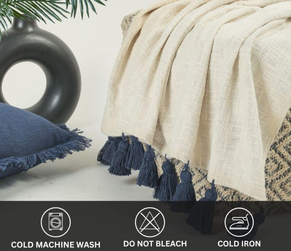 Mirage 100% Cotton Throw Blanket with Multicolor Tassels – Soft Decorative Sofa, Bed & Couch Blanket (Purple) daily… — thumbnail 3 of 3
