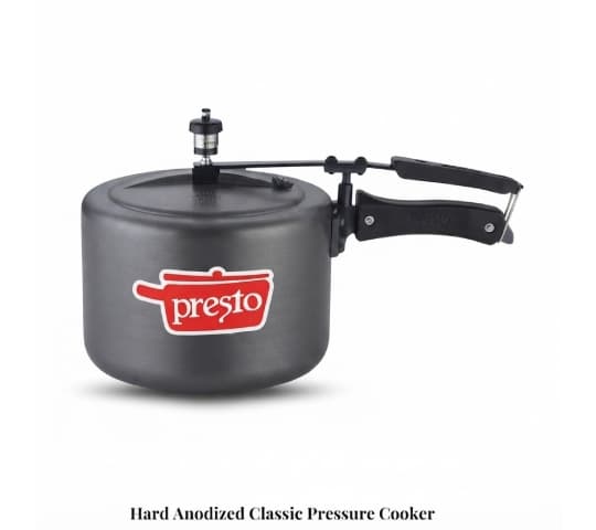 Presto Hard Anodized Classic Pressure Cooker 2 Litre | Inner Lid Cooker for Gas Stove