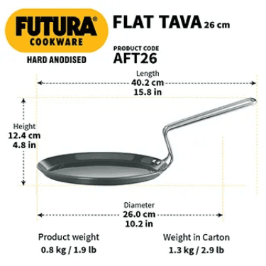 Hawkins Hawkins AFT26 Hard Anodised Flat Tava 26cm | Durable Non-Stick Roti & Chapati Tawa daily essentials & lifestyle — thumbnail 2 of 3