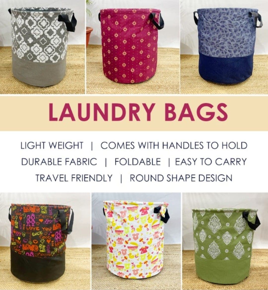 No Brand Durable Polycotton Foldable Laundry Bags (45L) – Waterproof & Washable daily essentials & lifestyle — thumbnail 2 of 2