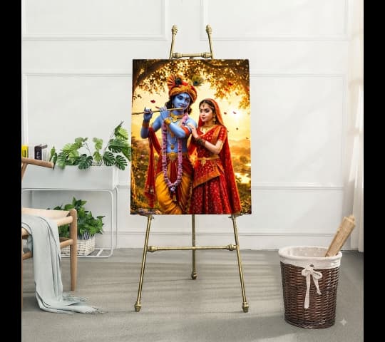 Golden Twilight Radha and Krishna – Divine Radha Krishna Wall Art