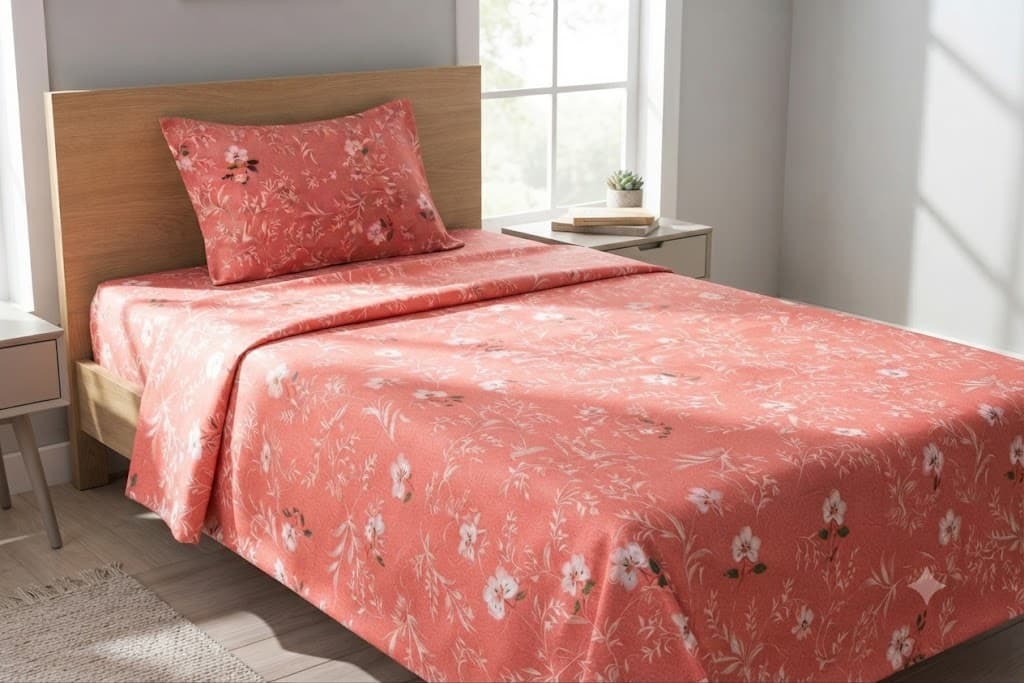 Pink Floral Patterned Fabric Piece – Single Bed (4 x 6 ft)