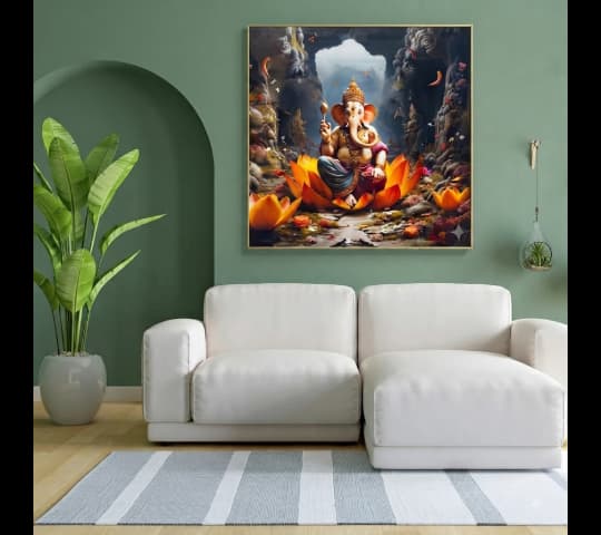 Ganesha Divine Lotus Meditation Framed Wall Art