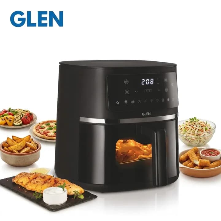 GLEN Digital Air Fryer 4.2L Capacity | 1350W Oil-Free Air Fryer with 8 Preset Menus, Timer & Temperature Control | Black (SA3061DIGI)