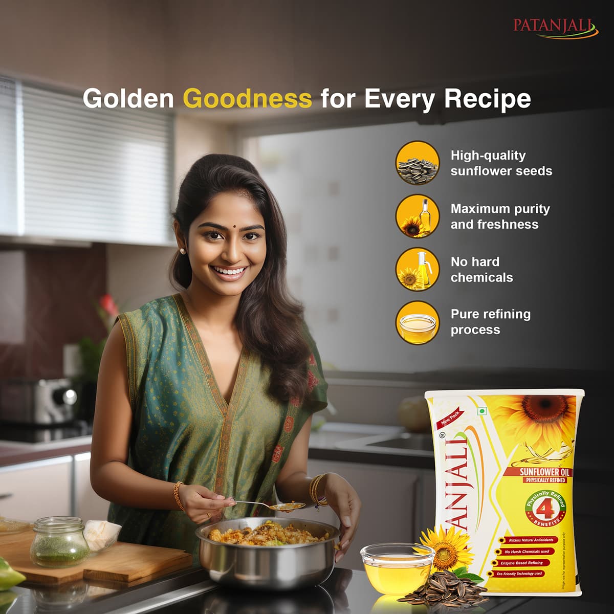 Patanjali Patanjali Sunflower Oil 1L | Healthy Cooking Oil for Everyday Use daily essentials & lifestyle — thumbnail 3 of 6