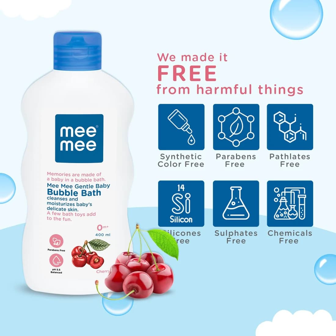 Mee Mee Mee Mee Body Wash 400ml – Cherry & Fruit Extracts, Tear-Free Mild Bubble Bath daily essentials & lifestyle — thumbnail 7 of 7