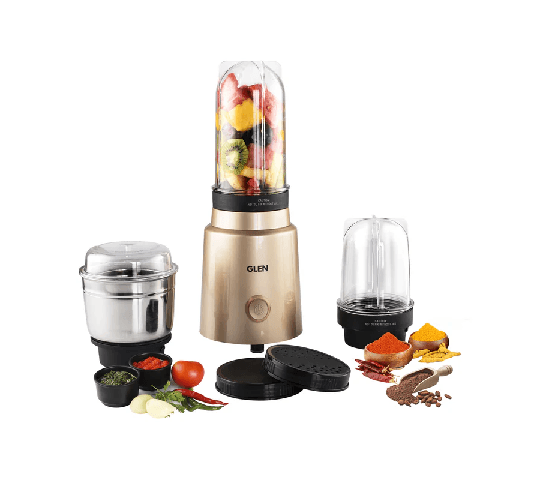 GLEN Active Blender Grinder 350W 20000 RPM with SS Grinder Jar & 2 Jars – Gold 4048 BG CG