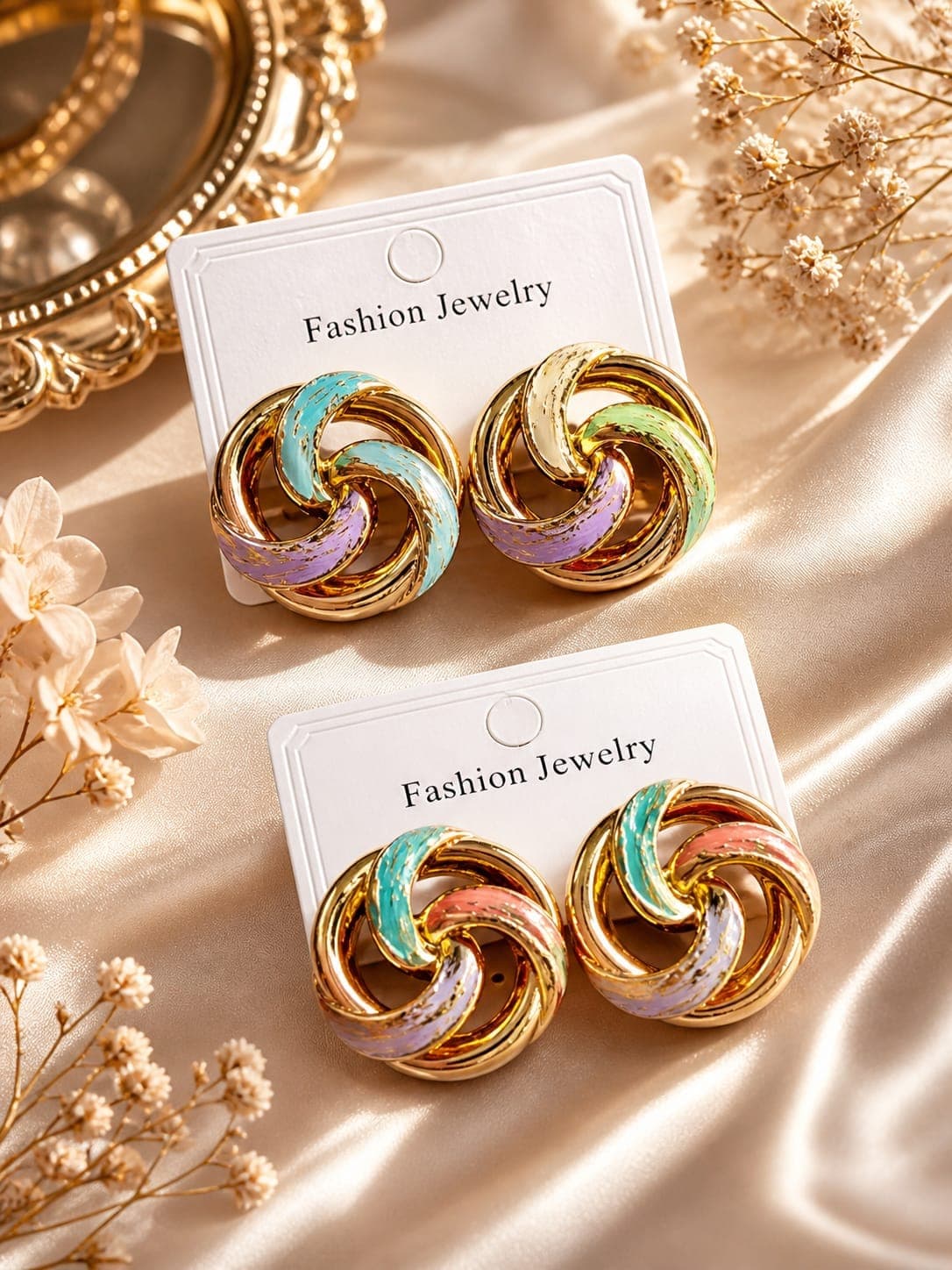 No Brand Premium Enamelled Swirl Hoop Earrings for Women – Lightweight Fashion Statement Jewelry daily essentials & lifestyle — thumbnail 2 of 2