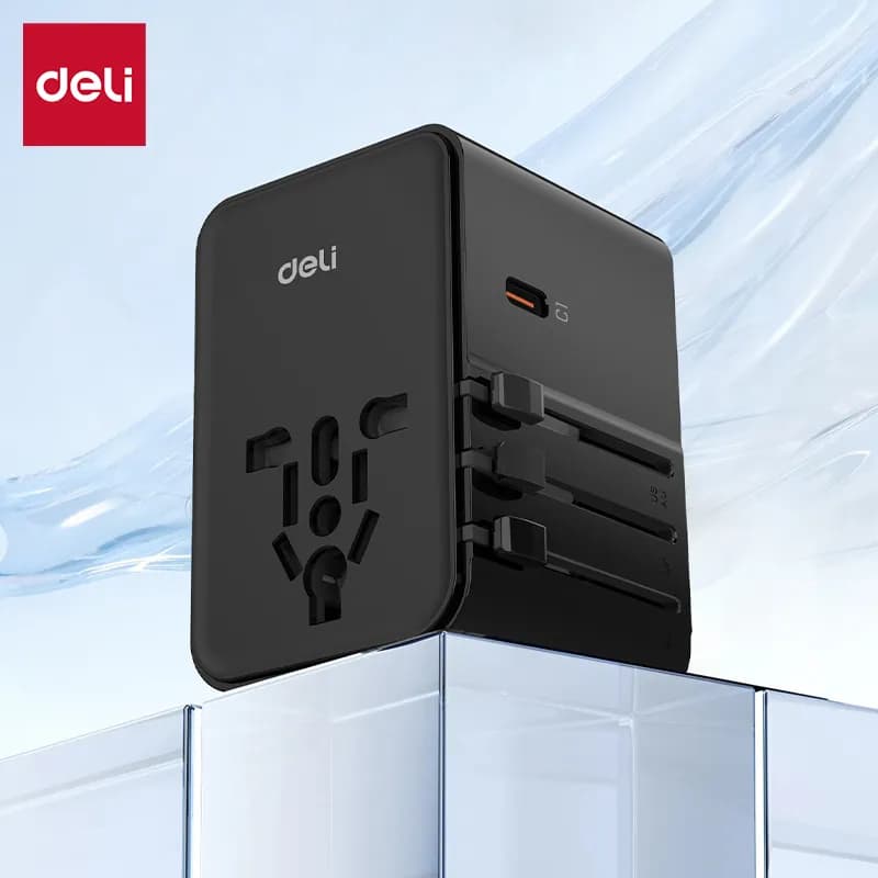 Deli ET768 70W Universal Travel Adapter with 3 USB-A & 2 Type-C Fast Charging Ports