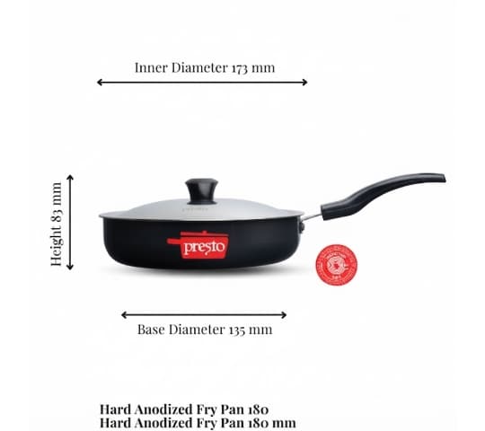 Presto Presto Hard Anodized Induction Base Frypan 180mm | Non-Stick Fry Pan for Gas & Induction home & kitchen — thumbnail 2 of 2