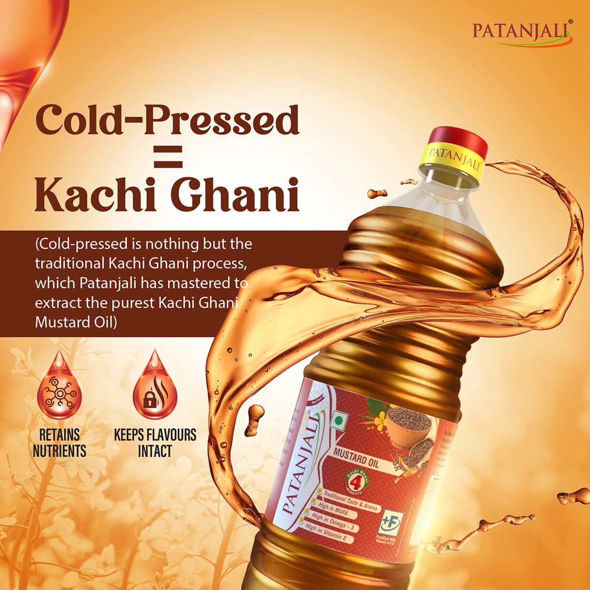 Patanjali Patanjali Mustard Oil 1L | Pure Kachi Ghani Sarson Oil for Healthy Cooking daily essentials & lifestyle — thumbnail 3 of 7
