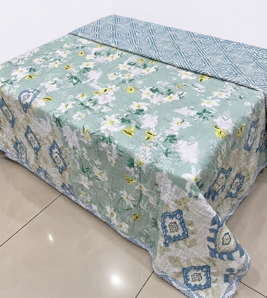 Floral Breeze Lightweight Summer Quilt | Reversible Cotton Quilt for Double Bed