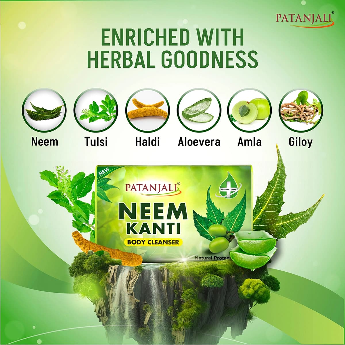Patanjali Patanjali Neem Kanti Body Cleanser Soap 150GM | Herbal Bath Soap with Neem & Aloe Vera daily essentials & lifestyle — thumbnail 5 of 6