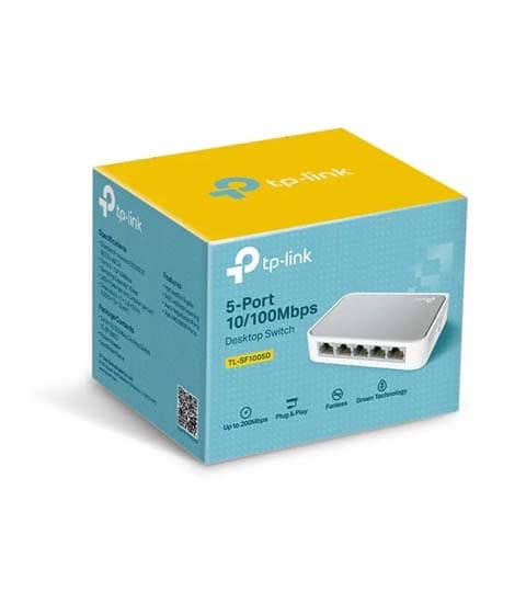 TP-Link TL-SF1005D 5-Port Fast Ethernet Switch 10/100Mbps Unmanaged Desktop Network Hub White