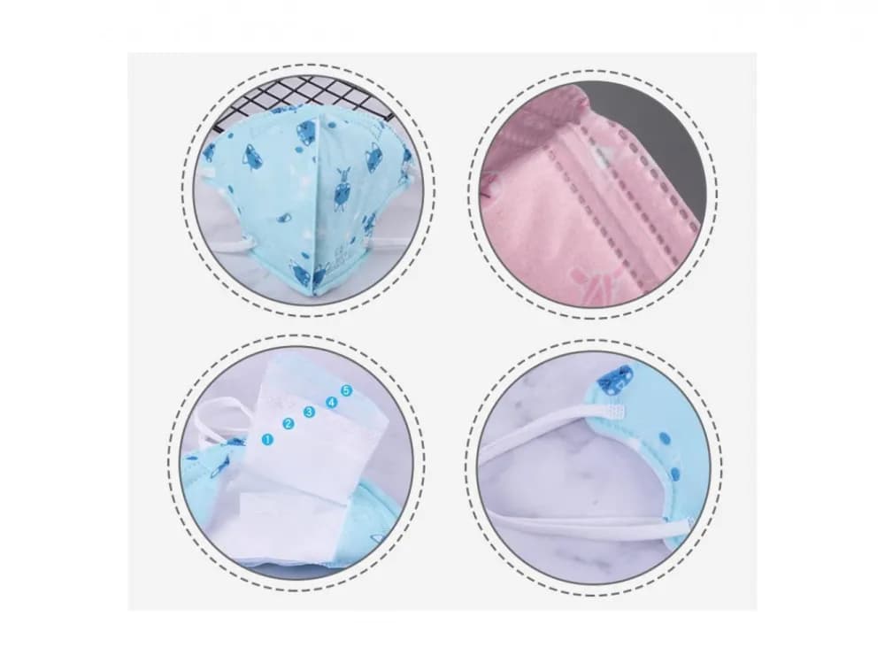 Child 3D Folding KN95 Protective Face Mask Pack of 5 for Kids pharmacy, fitness & surgical — thumbnail 2 of 3