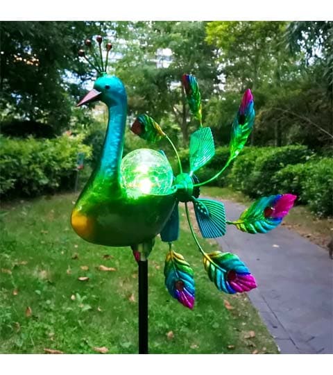 Senwell Senwell Peacock Spinner with LED Solar Light (W-G210826) home decor — thumbnail 2 of 3