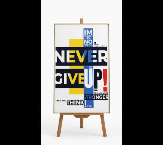 Never Give Up Motivational Typography – Inspirational Wall Art