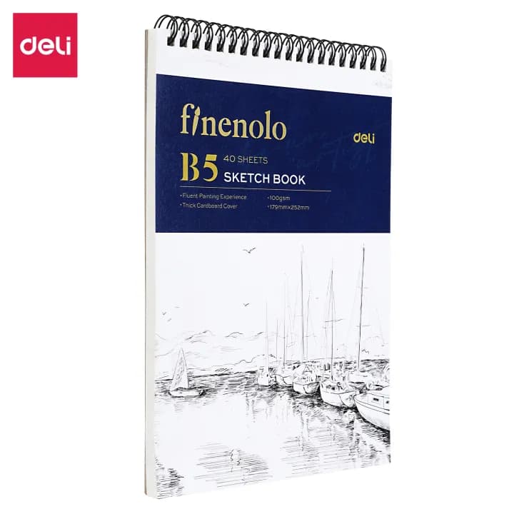 Deli EN025 B5 Sketch Book 40 Sheets Spiral Drawing Pad 100 GSM