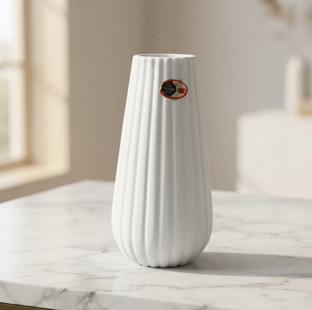 Cylindrical Omega Flower Vase (White) for Home / Office