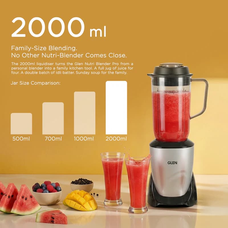 GLEN GLEN Nutri Blender Pro Mixer Grinder 900W with 4 Unbreakable Jars & 3 Stainless Steel Blades | Smoothie Maker & Masala… — thumbnail 3 of 10