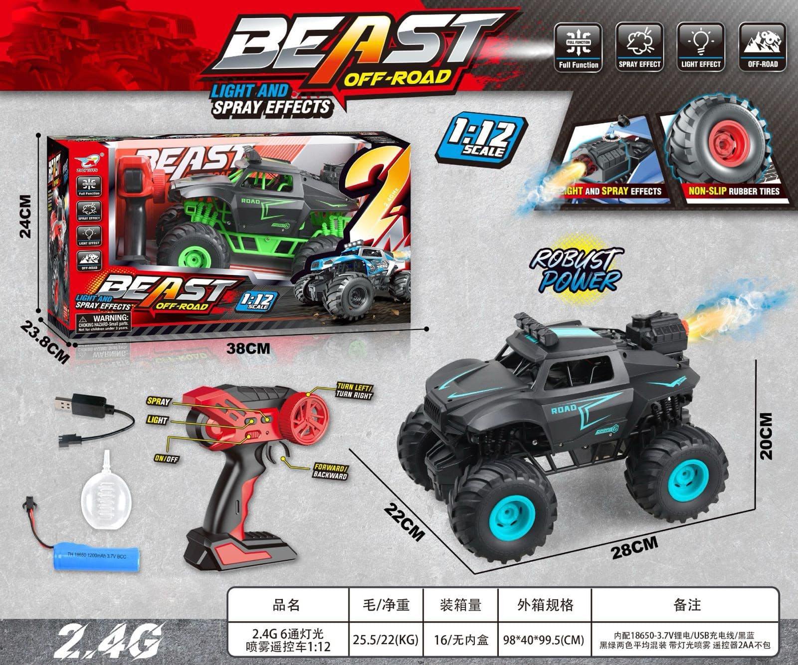 HappyHours RC Beast – High-Speed Remote Control Monster Truck for Kids
