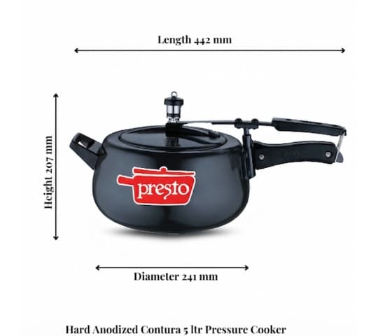 Presto Presto Hard Anodized Contura Pressure Cooker 5 Litre | Gas Compatible home & kitchen — thumbnail 2 of 2