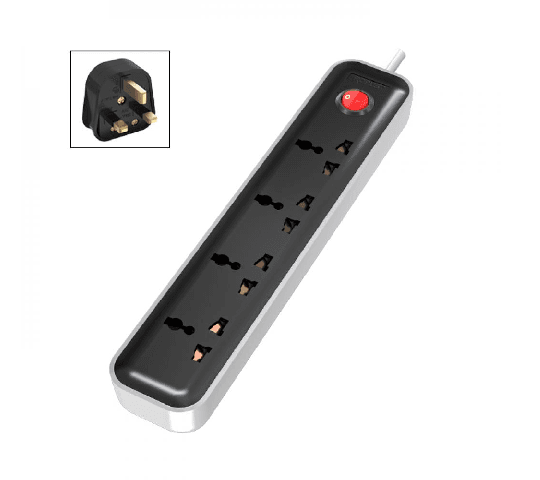 Walton Extension Socket with 3m Cable WES3P4E3M-02 | 4 Port Power Strip with Surge Protection