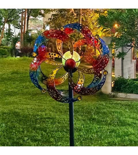Senwell Senwell Metal Wind Spinner Solar Light with Glass Ball – Outdoor Garden Decor #118 home decor — thumbnail 2 of 2