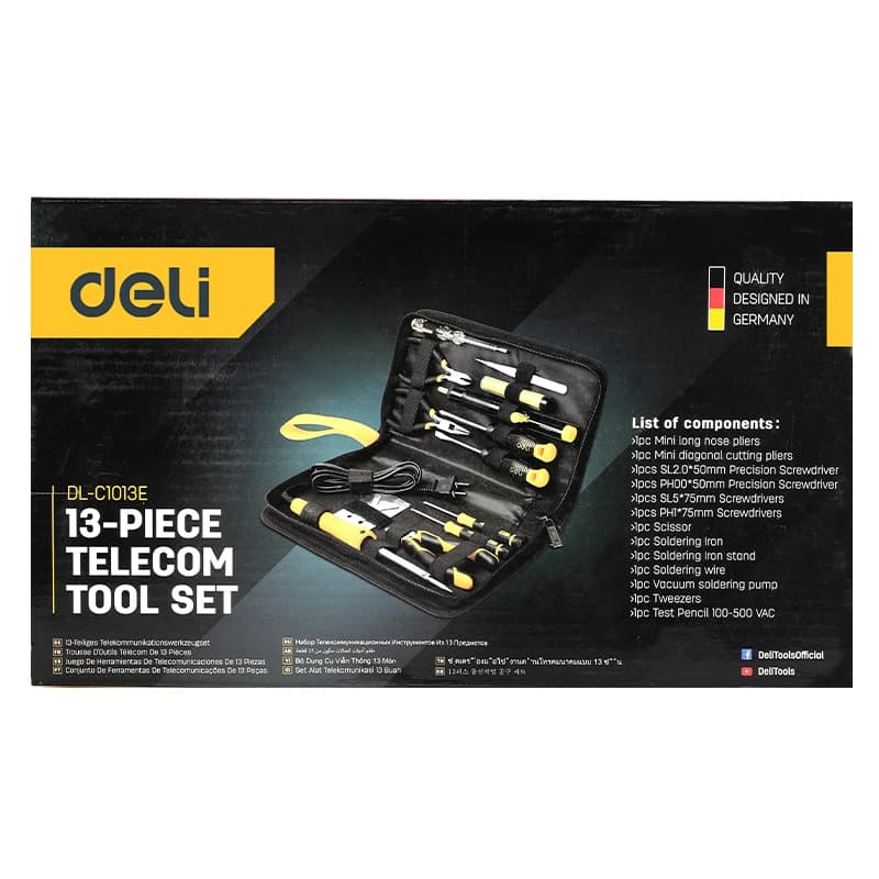 Deli Tools EDL-C1013E 13 Pcs Electrician Tool Set – Professional Electrical Hand Tool Kit hardware & machinery — thumbnail 3 of 5
