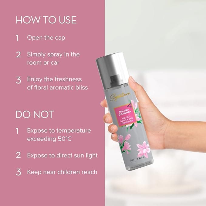 Simple Signature Rajnigandha Air Freshener Spray 250ML | Floral Home Fragrance | Long Lasting Room & Car Freshener | No Gas… — thumbnail 2 of 6