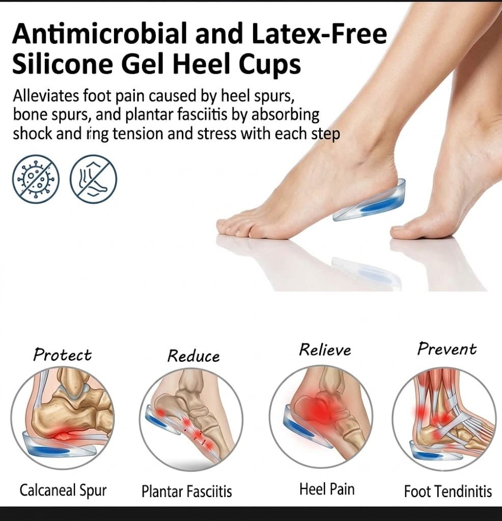 Silicone Gel Heel Cups for Heel Pain Relief – Soft Cushion Heel Pads (1 Pair) daily essentials & lifestyle — thumbnail 2 of 3