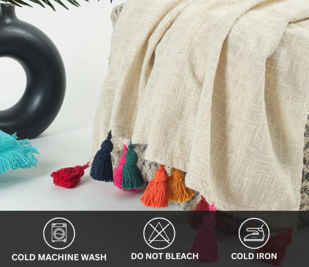 Mirage 100% Cotton Throw Blanket with Multicolor Tassels – Soft Decorative Sofa, Bed & Couch Blanket (Multicolour) daily… — thumbnail 6 of 6