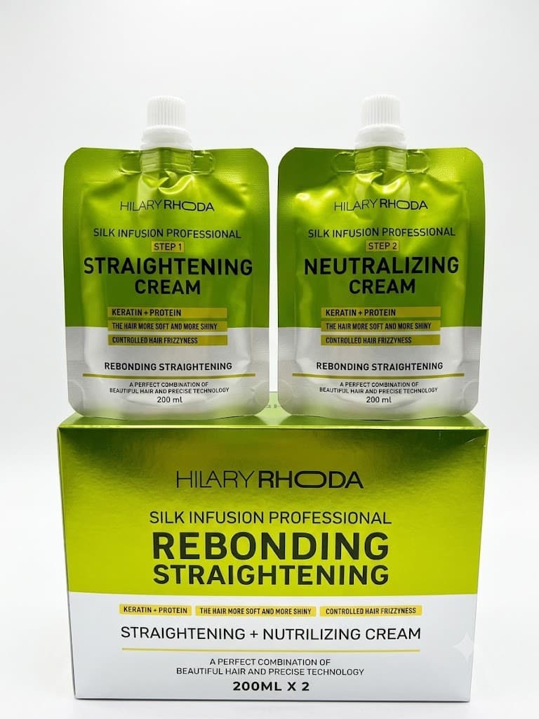 Hilary Rhoda Hair Straight Cream (2 x 200ml) | Professional Hair Straightening Kit