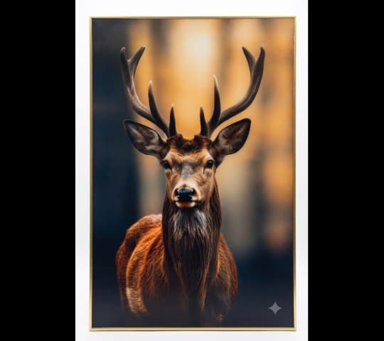 Framed Majestic Stag Portrait Art Print – Elegant Deer Wall Decor