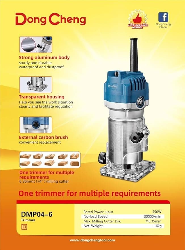 Dongcheng Power Tools Dongcheng DMP04-6 Electric Wood Trimmer 350W | High-Speed Router Machine for Precision Woodworking… — thumbnail 2 of 4