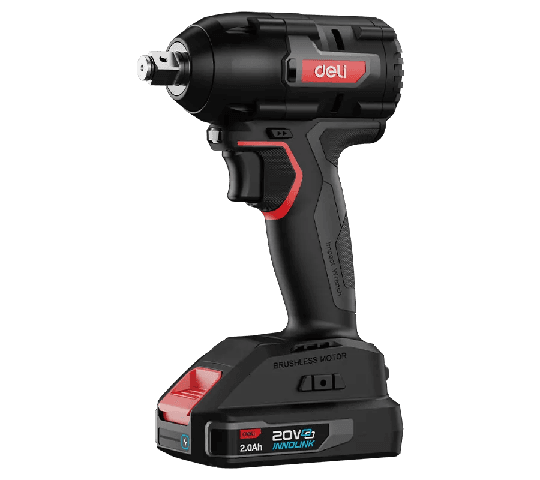 Deli EDE-BS20-1D2 20V Lithium-Ion Impact Wrench 350Nm Brushless Motor with 2x 2.0Ah Batteries