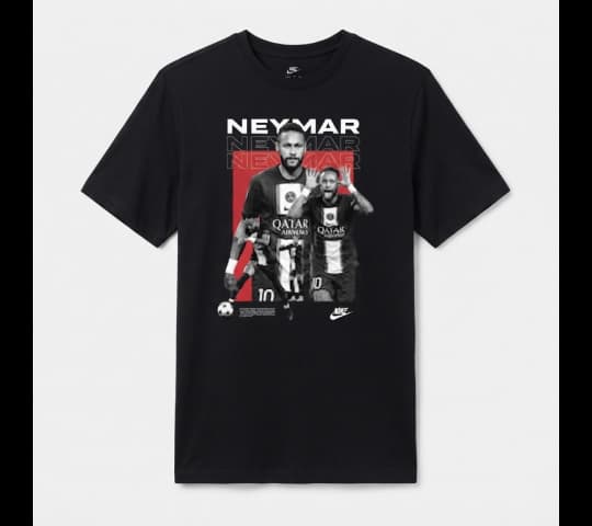 Neymar Tshirt Men Black | Stylish Football T-Shirt | Sizes L, M, XL, 2XL
