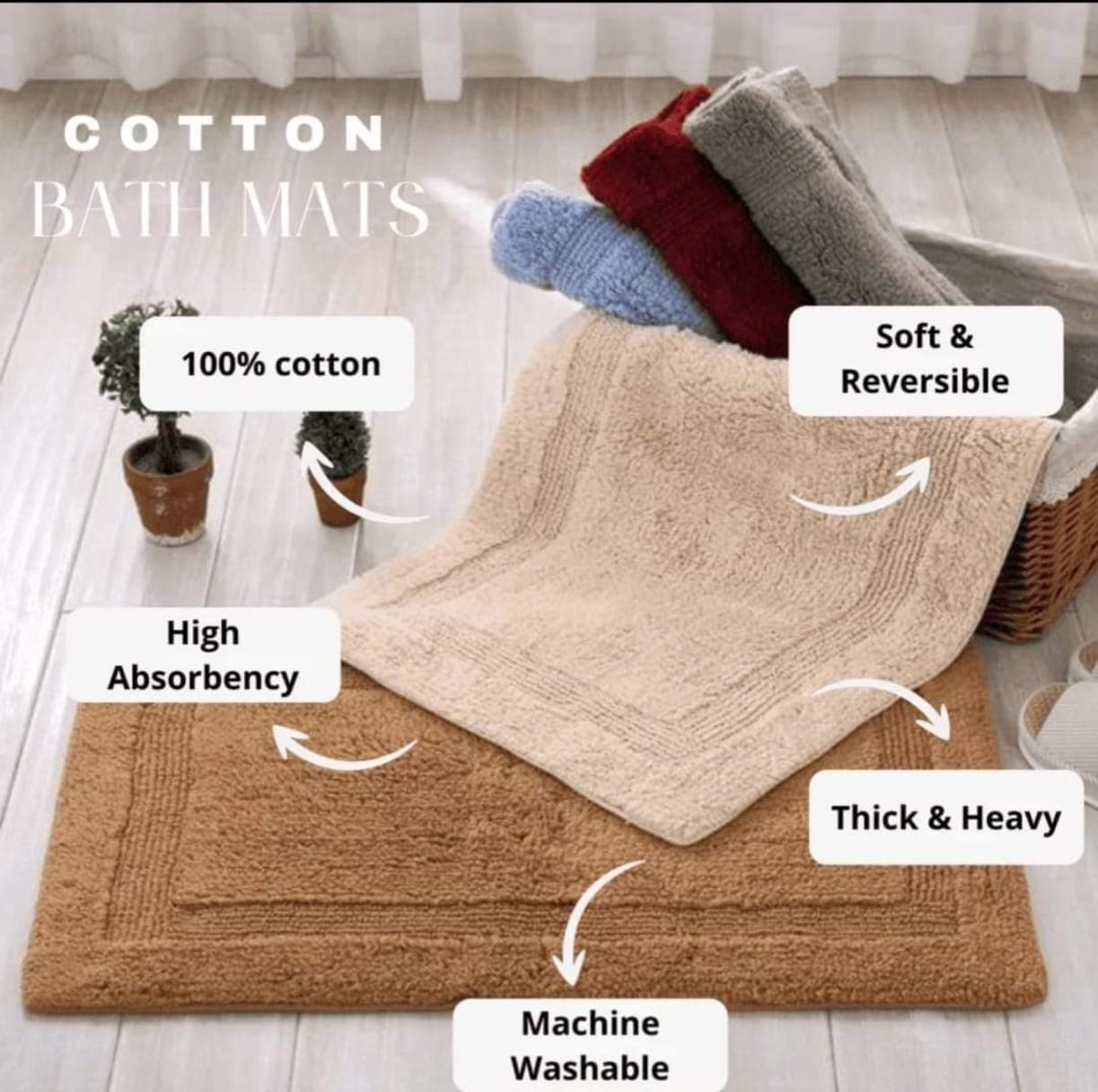 No Brand Pure Cotton Reversible Door Mats 40x60 cm daily essentials & lifestyle — thumbnail 2 of 2