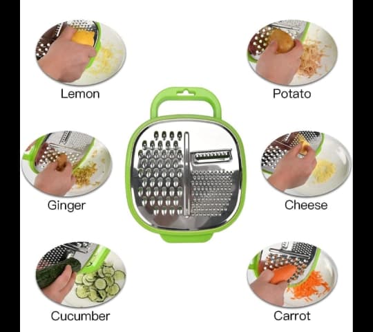 Multi-Functional Stainless Steel Kitchen Grater and Slicer – Vegetable, Cheese & Fruit Cutter