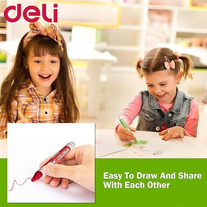 Deli Deli EC20800 Wax Crayon 12 Color Set | Non-Toxic Smooth Coloring Crayons for Kids stationary, toys & sports — thumbnail 5 of 6