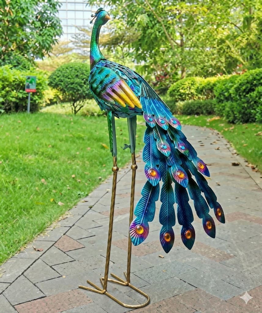Senwell Metal Peacock with Solar Light – Outdoor Garden Decorative Lamp | W-G180240
