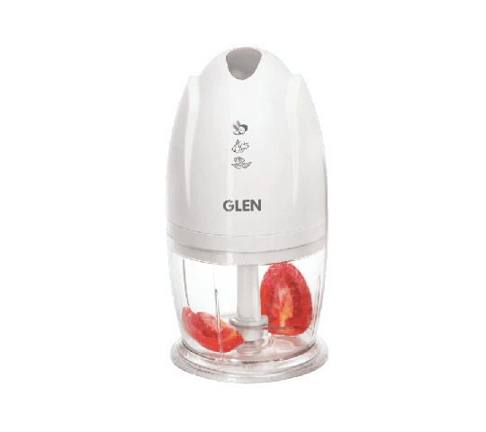 GLEN Electric Vegetable Chopper 200W with Whisking Disc, Nut Chopper & 0.4L Bowl – White 4043