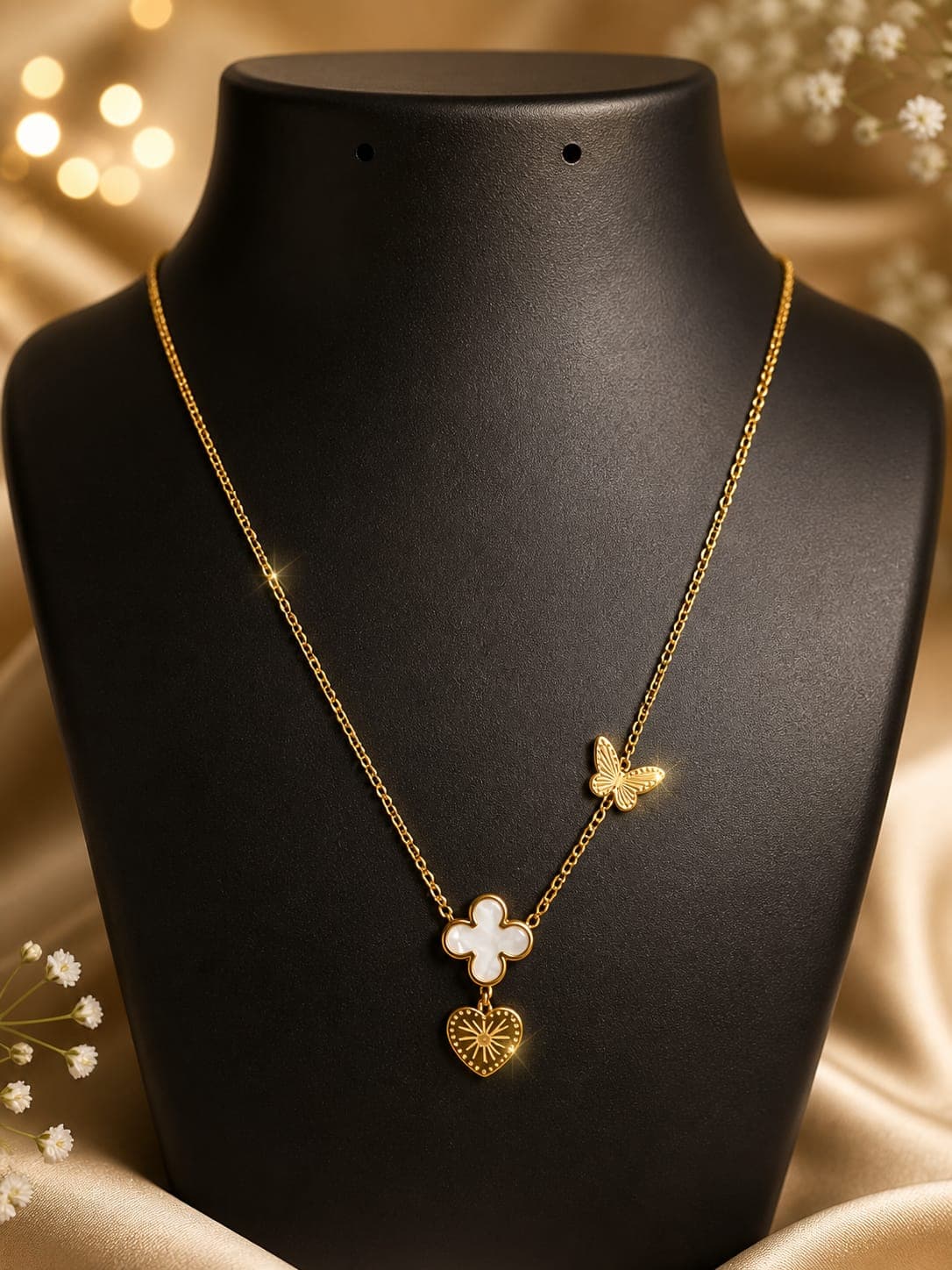 Elegant Multi-Motif Pendant Necklace for Women | Stylish Fashion Jewelry