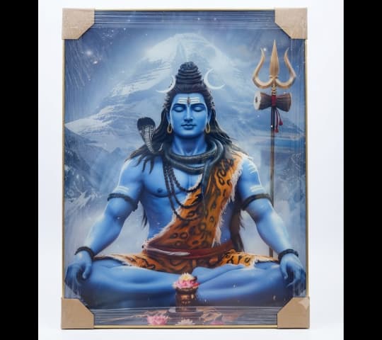 Lord Shiva Meditation Framed Wall Art – Hindu Spiritual Decor