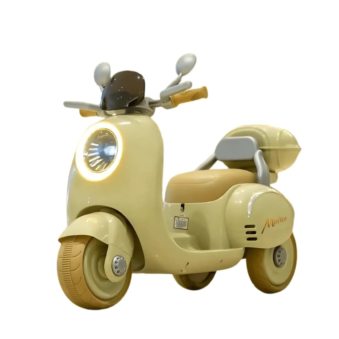Vintage-Style Kids Electric Ride-on Scooter with Music & LED Lights | Rechargeable Battery Ride Toy