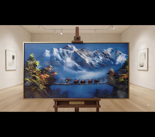 The Silk Road Caravan – Framed Himalayan Mountain Landscape Painting