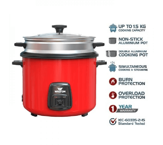 Walton WRC-SGAE220 2.2L Food Steamer & Rice Cooker with Aluminum Steamer | 900W