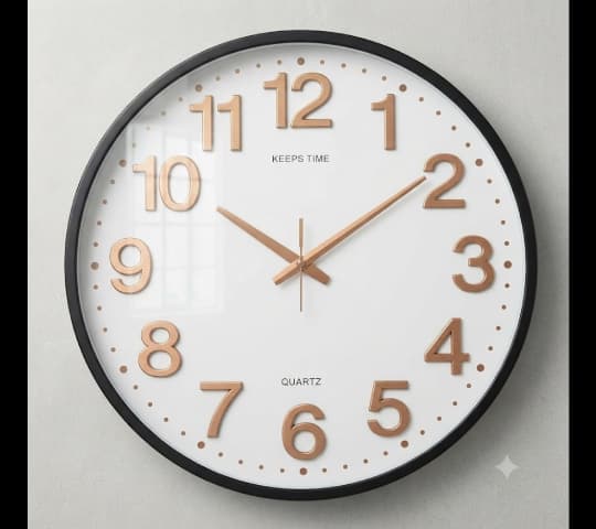 Modern Black and Rose Gold Wall Clock | Luxury Silent Decorative Wall Clock for Home & Office